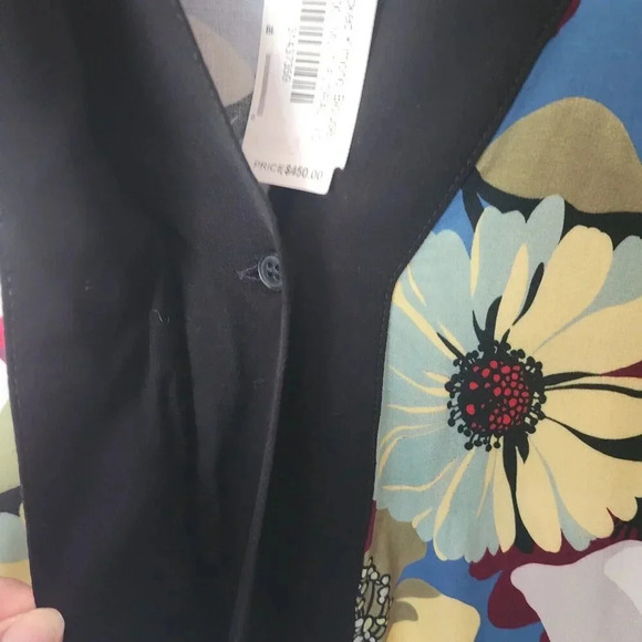 NWT $450 Smythe Viscose Blocked Kimono Floral Blouse Top Size XS with Black Trim - Picture 7 of 11